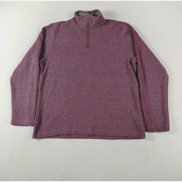 Eddie Bauer Sweater Mens Medium Purple 1/4 Zip Mock Neck Fleece Cabinecore - Picture 2 of 10
